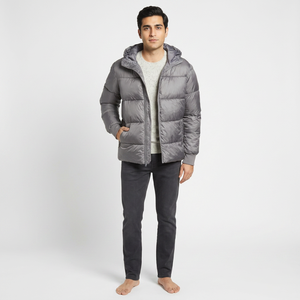 <b>Men's</b> Winter Warm <b>White</b> Duck Parka <b>Jacket</b> Solid Color Hooded Puffer Coat Thick Coats for Outdoor Plus Size Available - Product Image 1