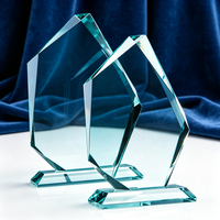 Trophée en verre cristal transparent vierge en vrac pour enfants, école, plaque de récompense en verre pour présentation