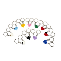 Lot de 2 porte-clés DIY en alliage tendance, en forme de cœur multicolore, avec blocs de construction, pour les amoureux, design à assembler séparément