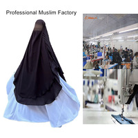 Khimar Rond à 3 Couches Personnalisé en Mousseline, Voiles Styles Hijab Modeste pour Femmes Musulmanes, Prière Islamique, Maxi Long Khimar, Vente en Gros France
