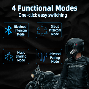 Auriculares de intercomunicador de casco de 2 "para 6 personas, intercomunicador para motocicleta 2000M - Product Image 4
