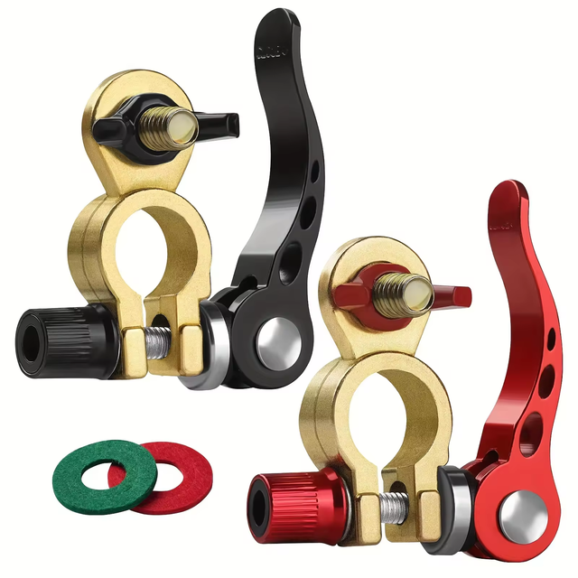 Heavy Duty Brass Battery Terminal Connectors M8 x 25mm Bolt Quick Release Cable Ends With Anti Corrosion Pad For Car Caravan