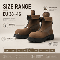 Bottes à plateforme épaisses pour hommes avec fermeture éclair avant, bout rond, semelle à crampons, bottines décontractées pour le streetwear, chaussures streetwear personnalisées OEM