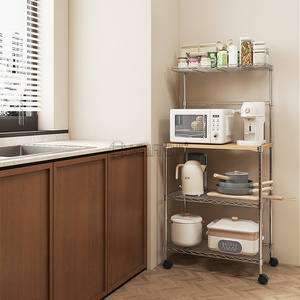 Scaffale Organizer Multifunzionale in Metallo a 4 Ripiani per Forno a Microonde <span class=keywords><strong>da</strong></span> <span class=keywords><strong>Cucina</strong></span> Domestica - Product Image 3