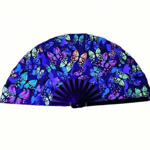 Abanicos de Mano Tradicionales de Bambú de 33 cm con Tela Pintada, Historia Corporativa, Cronología de la Empresa, Recuerdo para el Personal, Arte Folclórico, Amor - Product Image 1