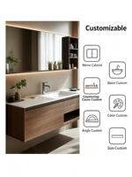 Kombinasi Meja Rias Kamar Mandi Pintar dari Aluminium Solid Model Sarang Lebah, Kabinet Kamar Mandi dengan Wastafel Terintegrasi Tanpa Sambungan dari Batu Sinter Berkualitas Tinggi