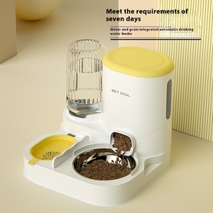 Mangeoire <span class=keywords><strong>automatique</strong></span> pour chats et chiens Distributeur d'eau pour animaux de compagnie Bol intégré en plastique arrondi pour manger et boire Stockage des aliments pour chats - Product Image 5