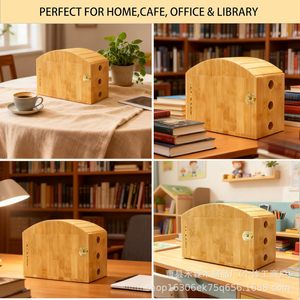 Caja de almacenamiento de madera para teléfono móvil, organizador de escritorio multicapa de 21Cm con cerradura para uso doméstico - Product Image 4