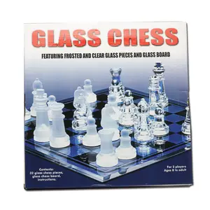 High quality glass Game Chess set 20*20cm frosted glass chess set glass crystal chess