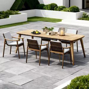Ensemble de chaises de salle à manger d'extérieur en teck massif de qualité supérieure, <span class=keywords><strong>fauteuil</strong></span> d'appoint tissé à la main, résistant à l'eau et aux UV pour le mobilier de <span class=keywords><strong>jardin</strong></span> et de patio - Product Image 2