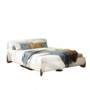 Lit Moderne Doux et Ajustable, Lit Plateforme Convertible Queen, Velours Blanc, Cadre en Bois de Rose, Rangement, Garantie 5 Ans - Product Image 2