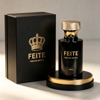 Flacon de parfum vide de luxe 50 ml transparent personnalisé, flacon de parfum cylindrique noir avec pulvérisateur et boîte d'emballage