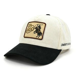 Casquette de baseball unisexe Premium DSX 5 panneaux bicolore en velours côtelé avec patch brodé personnalisé et boucle simple, style urbain vintage hip-hop - Product Image 5