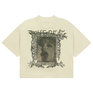 เสื้อยืดคอกลมแขนสั้นทรงโอเวอร์ไซส์สำหรับผู้ชาย สีกากี ผ้าฝ้าย ล้างสีแบบแอซิดวอช ตัดเย็บแบบครอป ประดับด้วยหินตกแต่ง พิมพ์ลาย DTG ตามสั่ง สำหรับขายส่ง - Product Image 1