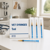 Aiguilles jetables stériles 1 ml, boîte de 0,5 mm, rose, emballage individuel, pour usage vétérinaire, laboratoire et cosmétique