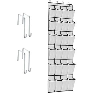Over The Door Shoe Organizer 24 Pockets White Mesh Hanging Storage For Shoes Behind Doors On <b>Walls</b> <b>Hook</b> Type - Product Image 1