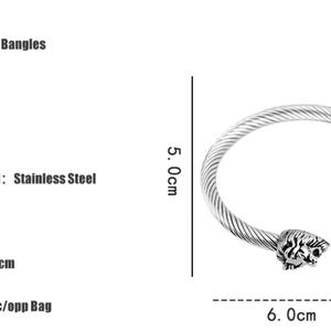 กำไลข้อมือรูปหัวสิงโตสำหรับผู้หญิงผู้ชาย ทำจากสแตนเลส ดีไซน์ฮิปฮอป - Product Image 3