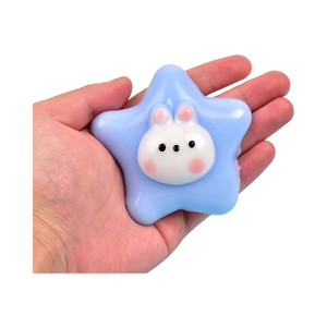 New Cutie 9.5cm Blue Star Bunny TPR <b>Squishy</b> Toy Portable Squeeze Stress Relief Gift for Kids and Adults Relax Time - Product Image 1