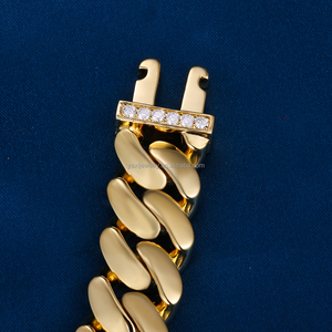 Braccialetto a catena cubana ghiacciato personalizzato in fabbrica 15MM Real S925 argento 9k 10K 14k 18k bracciale Miami in oro bianco pieno - Product Image 4