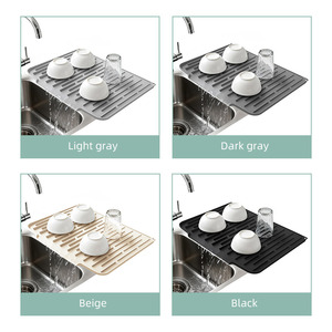 Classico Tappetino Scolapiatti in Silicone Ecologico Antiscivolo per <span class=keywords><strong>Lavello</strong></span> da <span class=keywords><strong>Cucina</strong></span>, Filtro Anti-Esplosione per Asciugatura Piatti, Inclinazione per Piano di Lavoro - Product Image 3