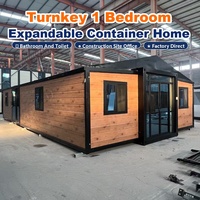 Maison préfabriquée extensible à 4 chambres avec salle de bain et toilettes, panneaux sandwich en laine de roche, OEM ODM disponible