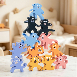 Juguetes Clásicos de Madera, Bloques de Construcción de Dibujos Animados para Practicar el Equilibrio y la Habilidad de Apilamiento, Personajes de Animales con Expresiones Faciales y <span class=keywords><strong>Emociones</strong></span> - Product Image 4
