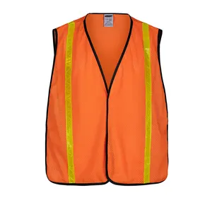 Hi vis rompi reflektif jala poliester pakaian kerja naik berkemah keamanan oranye rompi keselamatan dengan pita elastis