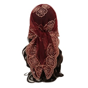 <span class=keywords><strong>Foulard</strong></span> carré en <span class=keywords><strong>soie</strong></span> brodé de roses OEM 80 cm – Voile élégant et doux pour femmes musulmanes, idéal au quotidien - Product Image 5