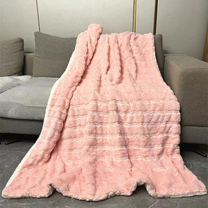Ấm cúng sang trọng siêu mềm sợi nhỏ flannel lông cừu và màu hồng lót tùy chỉnh Sherpa chăn - Product Image 3
