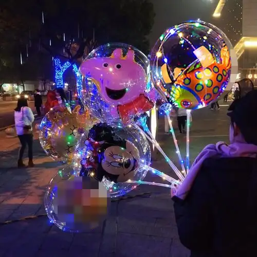 핫 잘 팔리는 플라스틱 Bobo 볼 부 풀릴 수 Led 등 헬륨 Balloon 대 한 자 PVC 투명 LED Bubble Bobo Balloon