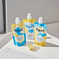 Aangepaste Stand-Up Navulbare Doypack Tuit Vloeibare Fruit Yoghurt Verpakking Pla Biologisch Afbreekbaar Herbruikbare Babyvoeding Tuit Yoghurt Zakje