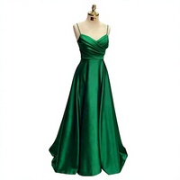 Robe de soirée longue en satin de luxe, col en V, coupe trapèze, bretelles spaghetti, élégante et sexy, pour soirée