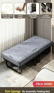 Foldable Metal Rollaway <b>Bed</b> With Mattress Single Guest Sleeper Frame On Wheels For Bedroom Hotel Camping - Product Image 3