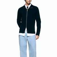 Pull cardigan en tricot à manches longues à double fermeture éclair de style décontracté pour homme