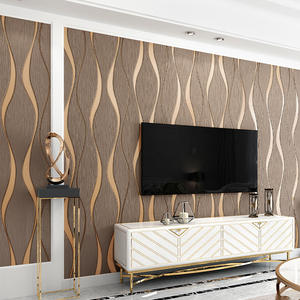 Wallpaper Modern Sederhana Warna Kopi Gelap 3D Motif Riak Air Bergaris untuk Kamar Tidur, Ruang Tamu, Latar Belakang Hotel, Wallpaper Relief Fashion - Product Image 1
