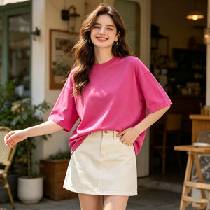 Manufacturers Direct Sales Vintage Wash T-Shirt 100% Coton Women's Streetwear T-Shirt - Product Image 4