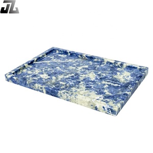 Vendita calda speciali piatti per dolci in onice piatti per vassoi in marmo piatti per vassoi Set di servware in marmo rosa blu onice intagliato a mano - Product Image 3