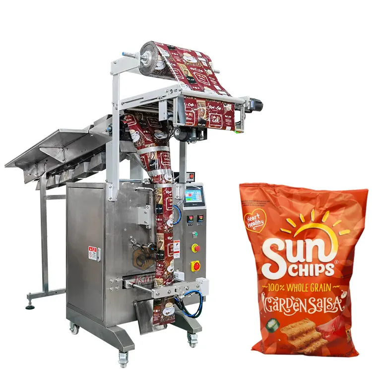 Automatische Snack kleine Kartoffel chips kleine Beutel Verpackungs maschine mit Stickstoff Wegerich Chips Bananen chips Verpackungs maschine