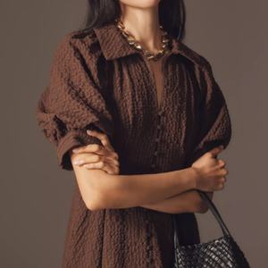 เสื้อเชิ้ตทรงเอไลน์แขนพองยาวแบบหวานๆ เซ็กซี่  ผ้าทอเป็นมิตรกับสิ่งแวดล้อม  น่ารัก  คอปก  ระบายอากาศได้ดี  ไซส์ XS ถึง 6XL เหมาะสำหรับวันพักผ่อน - Product Image 2