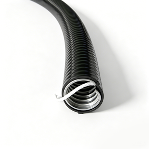 Tuyau en acier flexible recouvert de PVC 1/4 po avec filetage 1/4 po, modèle DC JSH pour la protection des câbles électriques, conduit plat enveloppé - Product Image 1