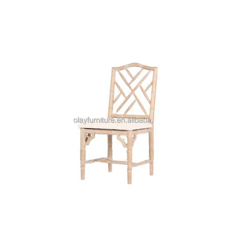 Cadeira de madeira rústica estilo vintage, venda quente, cadeira de jantar de linho para eventos de casamento