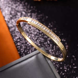 Starry Sky Zircon <b>Bangle</b> <b>Bracelet</b> Gold <b>Silver</b> Channel Setting Women's Jewelry Gift Geometric Fashion Minimalist Design - Product Image 5
