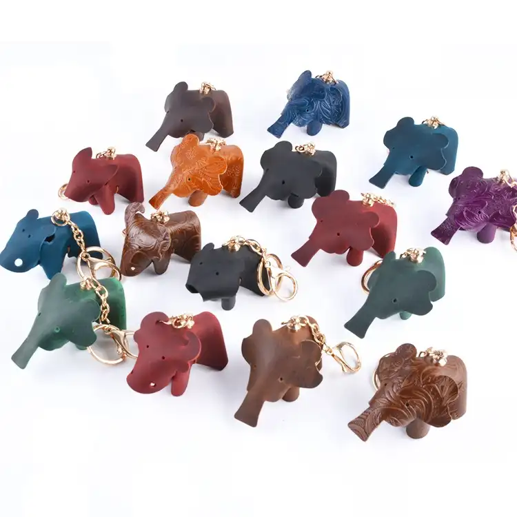 Porte-clés en cuir avec animaux pour sacs, 1 pièce, prix usine, vente en gros, cochon, chien, éléphant, ours, cheval, Hippo