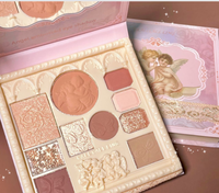 Palette de maquillage multifonctionnelle embossée motif ange, palette intégrée fard à paupières, blush et illuminateur, diffusion en direct
