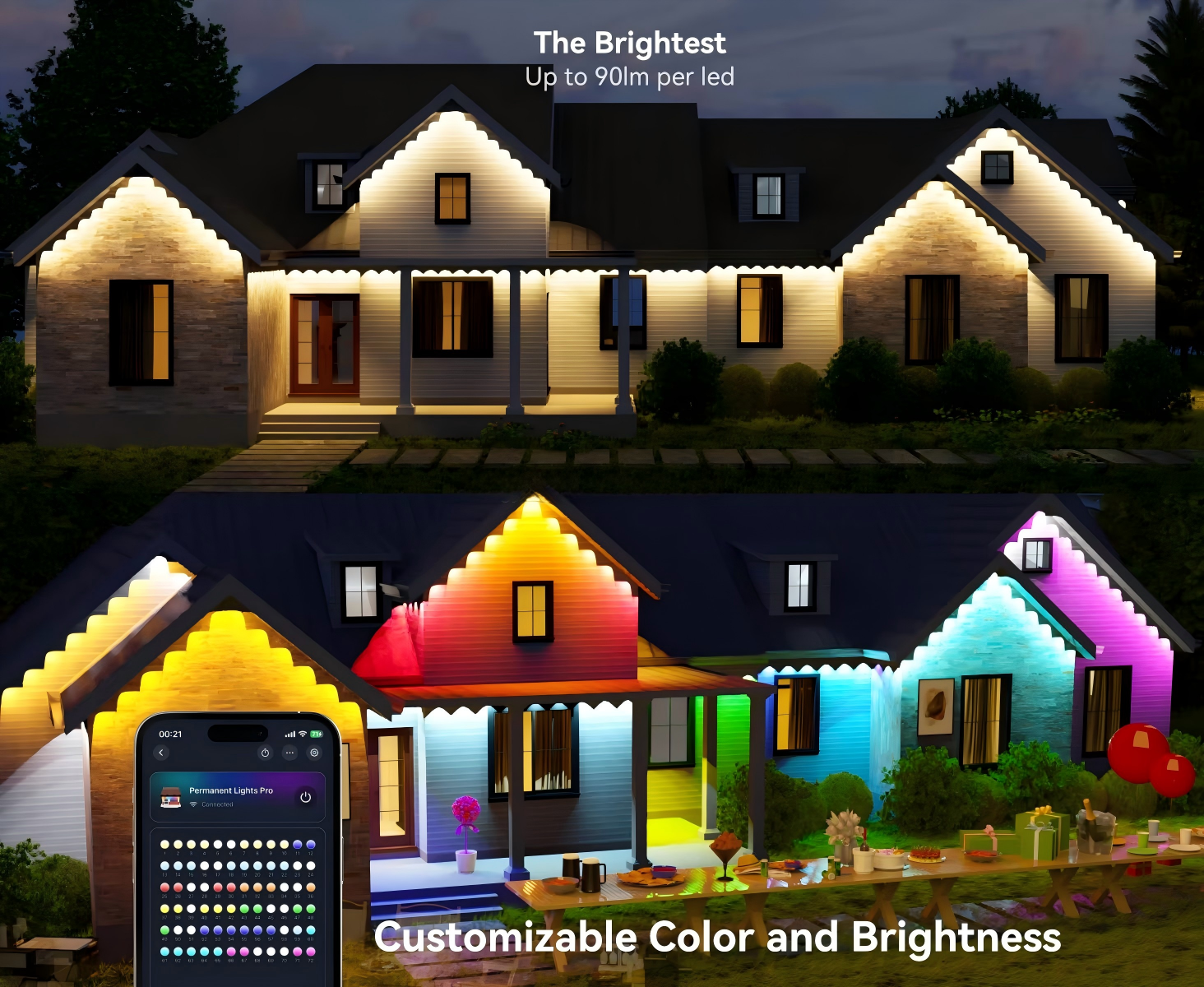 RGB IP68 Outdoor Permanent LED Pixel Point Lights Christmas Lights Set with BT Controller Alexa 3-Year Warranty
