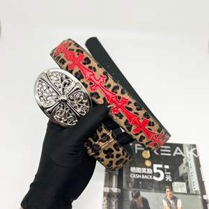 Cinturón de cuero de alta calidad de moda más nuevo para hombres y mujeres personalizado clásico cebra colorido Cruz Punk cinturón Metal venta al por mayor Hiphop - Product Image 2