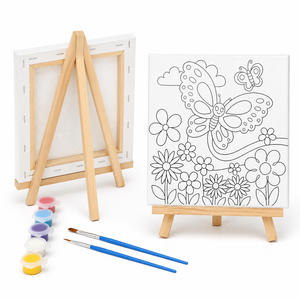Toile tendue en bois écologique 20x20cm, style dessin animé pré-dessiné, pour peinture à l'huile DIY, idéale pour portraits d'adultes - Prix de gros abordable - Product Image 6