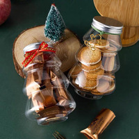 Bouteille de rangement transparente en PET recyclable pour thé au lait, bonbons et snacks, avec logo personnalisé, idéale pour Noël, fabriquée au Guangdong