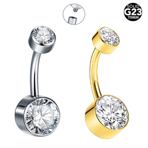 Gaby ASTM F136 Titan Bauchnabelpiercings Neuer Weißer Kubischer Zirkonia Bauchnabelring Zylinder Bauchnabelpiercing G23 Körperschmuck - Product Image 1