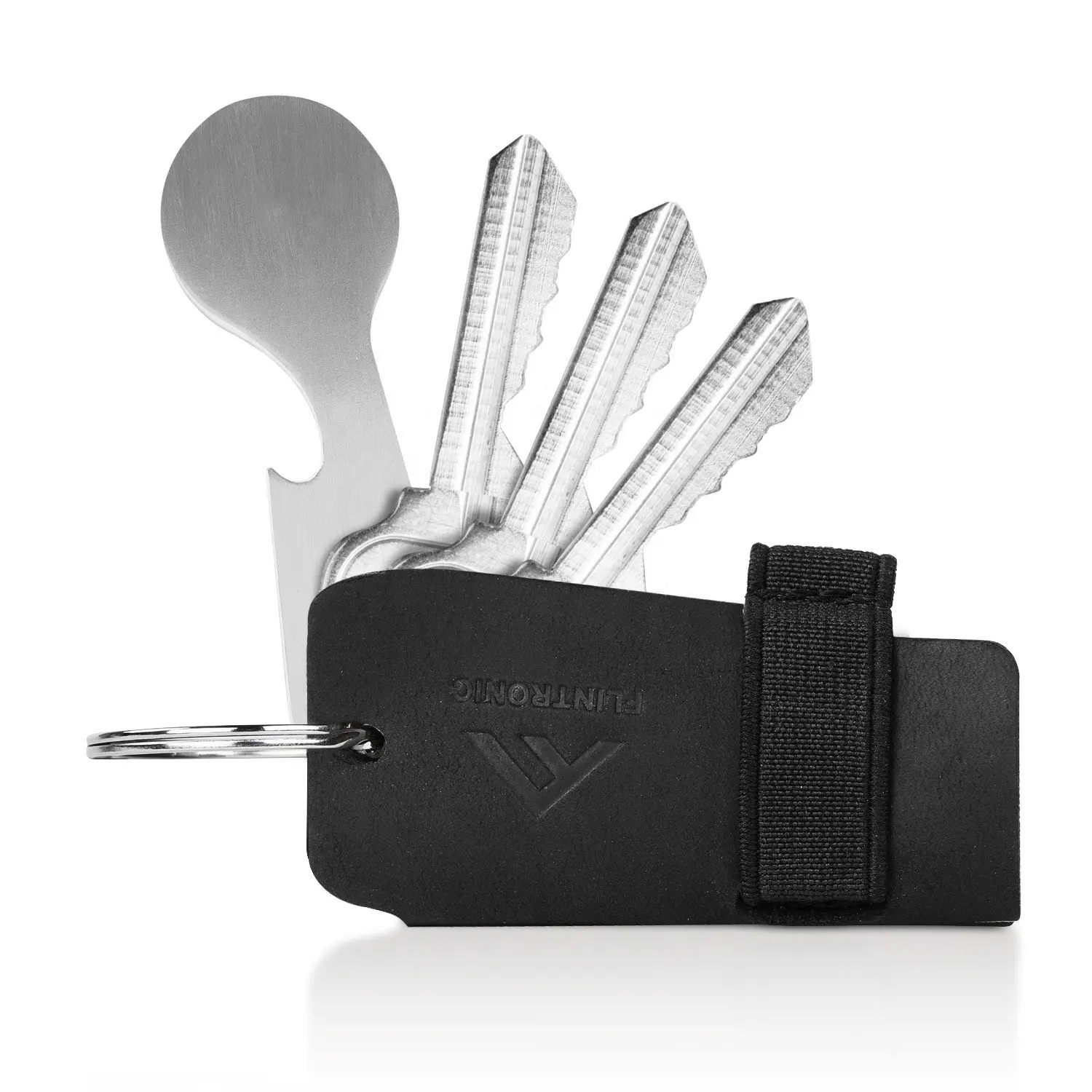 Echtes Leder Herren Damen Custom Logo Key Wallet mit Trolley-Münze und Öffner